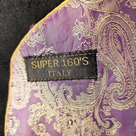 PortoFilo Black Brocade 1 Btn Sport Coat Mens 36 Single Vent Poly Viscose Blend - Picture 9 of 12